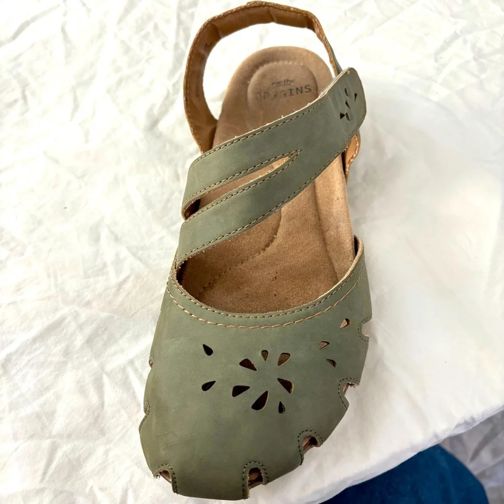 Earth Origins Bosk Brenda  Sandal Mary Jane Slingback Leather Green size 9.5